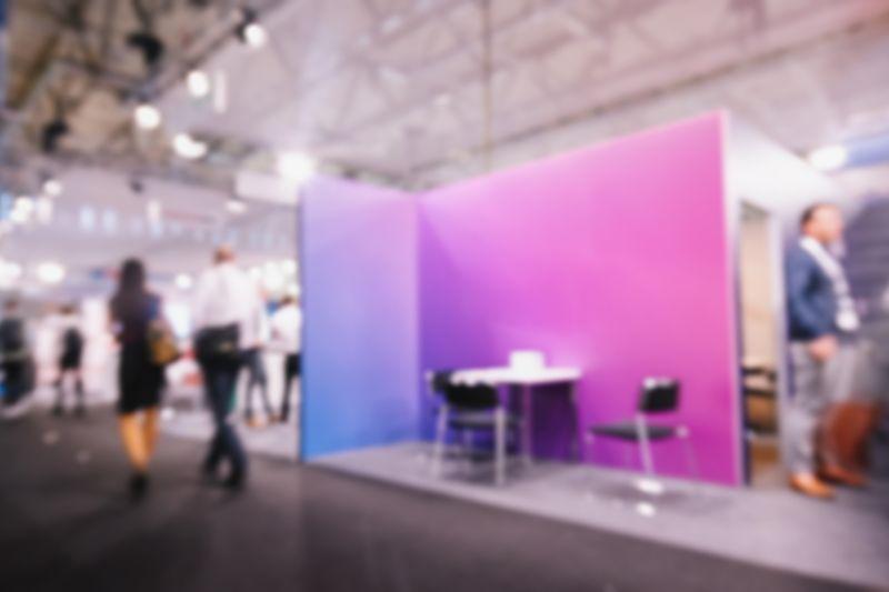 Blurred, Defocused Background of Public Event Exhibition Hall, using event marketing