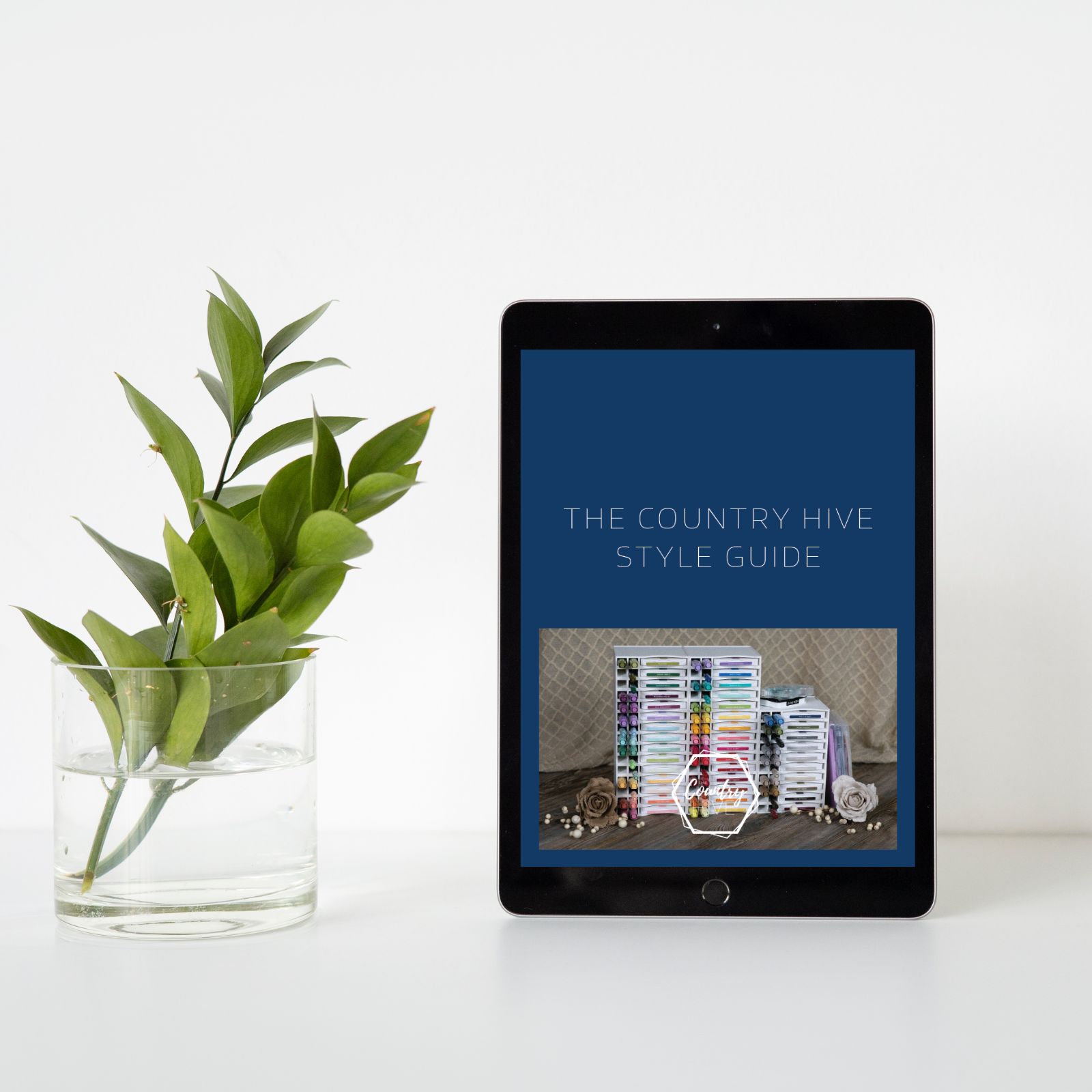 The Country Hive Style Guide Cover on a tablet